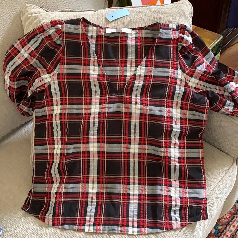 NWT Loft plaid lightweight blouse